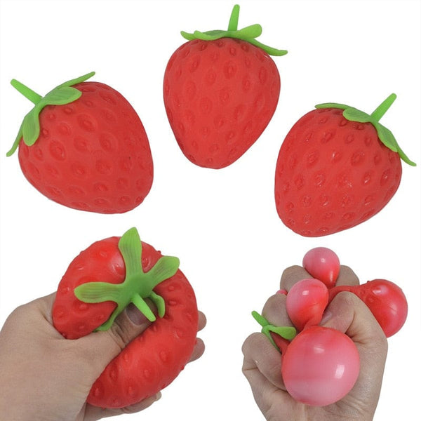 Balle anti stress fruit, 4 couleurs assorties, 10 cm, à malaxer
