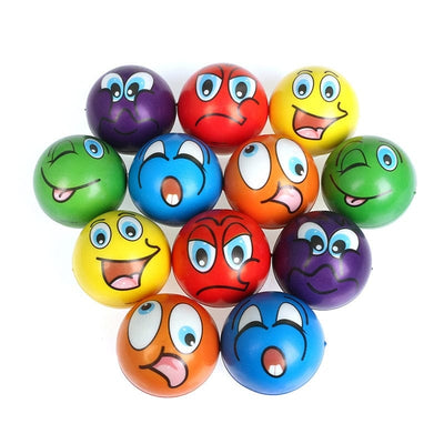 Balles Anti Stress (en forme d'animaux, fruits, smileys, rebondissantes)