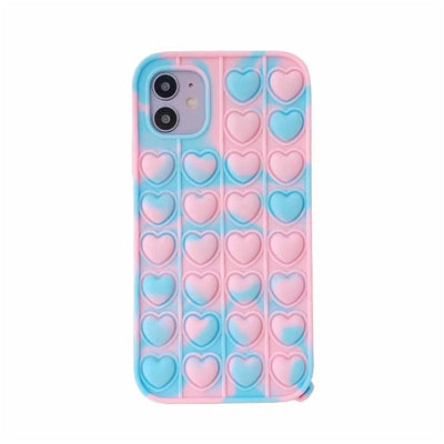 Fidget Toys Push It Bubble Relive Stress Phone Case for Iphone 11 12 Pro Max 6 s 7 8 Plus SE2 X XR XS Max Rainbow Silicone Cover