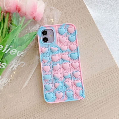 Fidget Toys Push It Bubble Relive Stress Phone Case for Iphone 11 12 Pro Max 6 s 7 8 Plus SE2 X XR XS Max Rainbow Silicone Cover for iphone 6 6S / 11