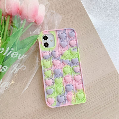 Fidget Toys Push It Bubble Relive Stress Phone Case for Iphone 11 12 Pro Max 6 s 7 8 Plus SE2 X XR XS Max Rainbow Silicone Cover for iphone 6 6S / 12