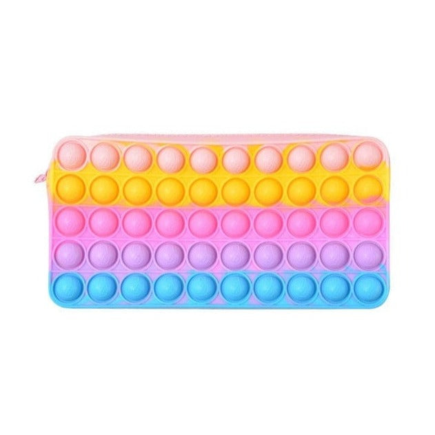Large Size Antistress Toy Push Pop Bubble Bag Student Kawaii Pencil Case Silicone Stationery Storage Bag for Kids Party Gifts